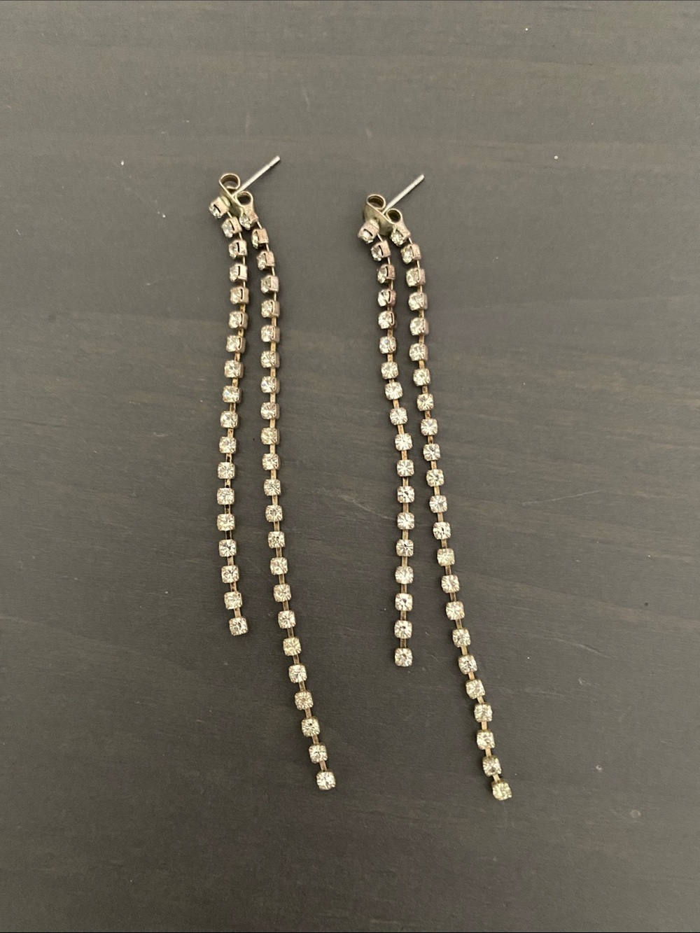 Silver Jeweled Drop Earrings